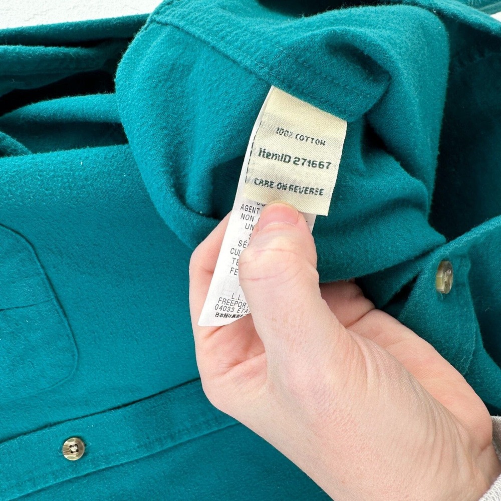 Vintage L.L Bean Shirt Womens Small Green Cotton Button Up Long Sleeve - Picture 8 of 10